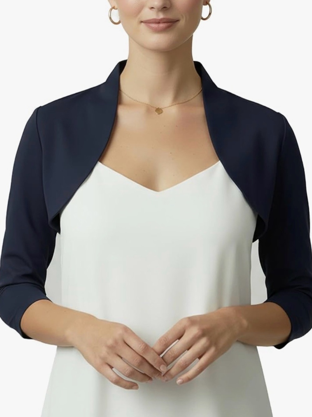NWT Navy Tailored 3/4 Sleeve Bolero Jacket